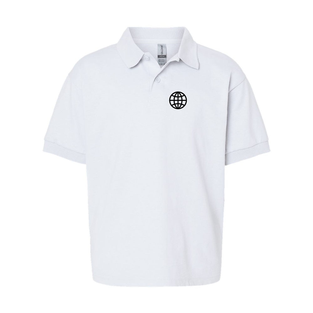 Youth Internet Globe Gildan Dry Blend Jersey Polo