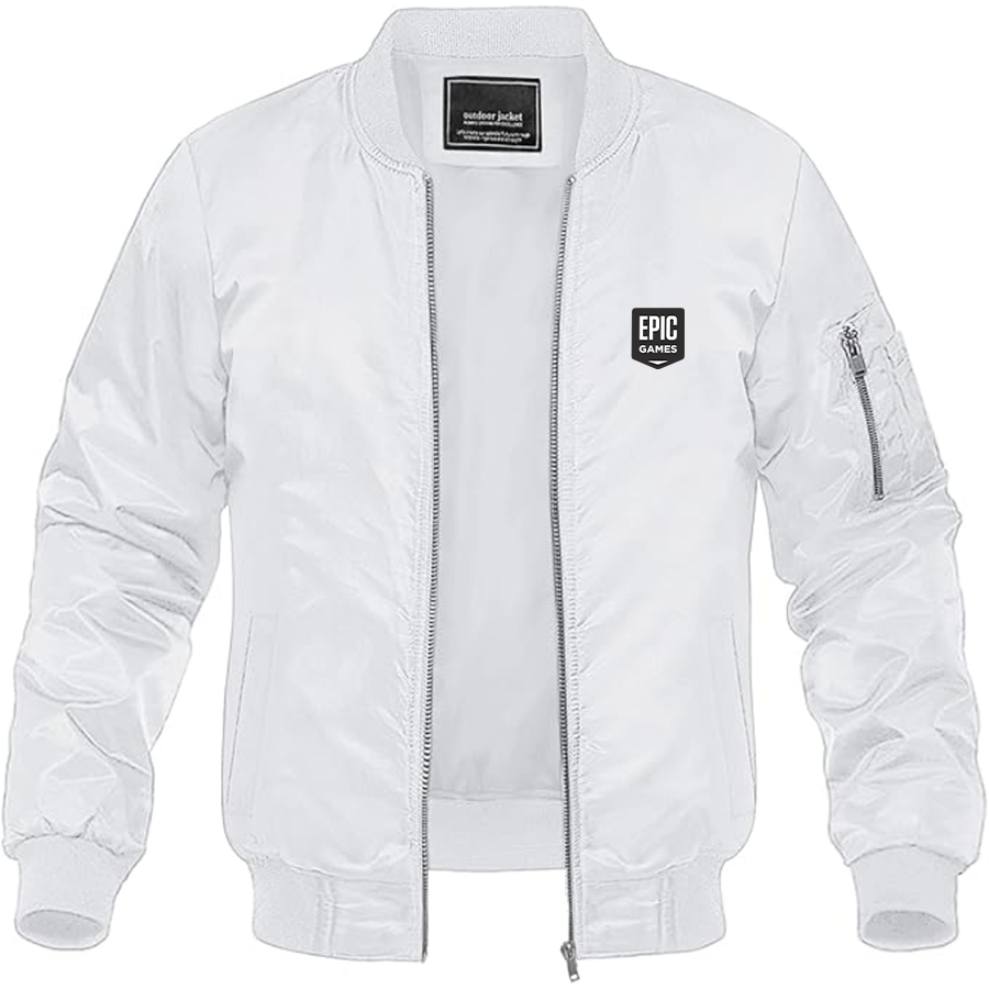 Men's Epic Games Logo Lightweight Bomber Jacket Windbreaker Softshell Varsity Jacket Coat