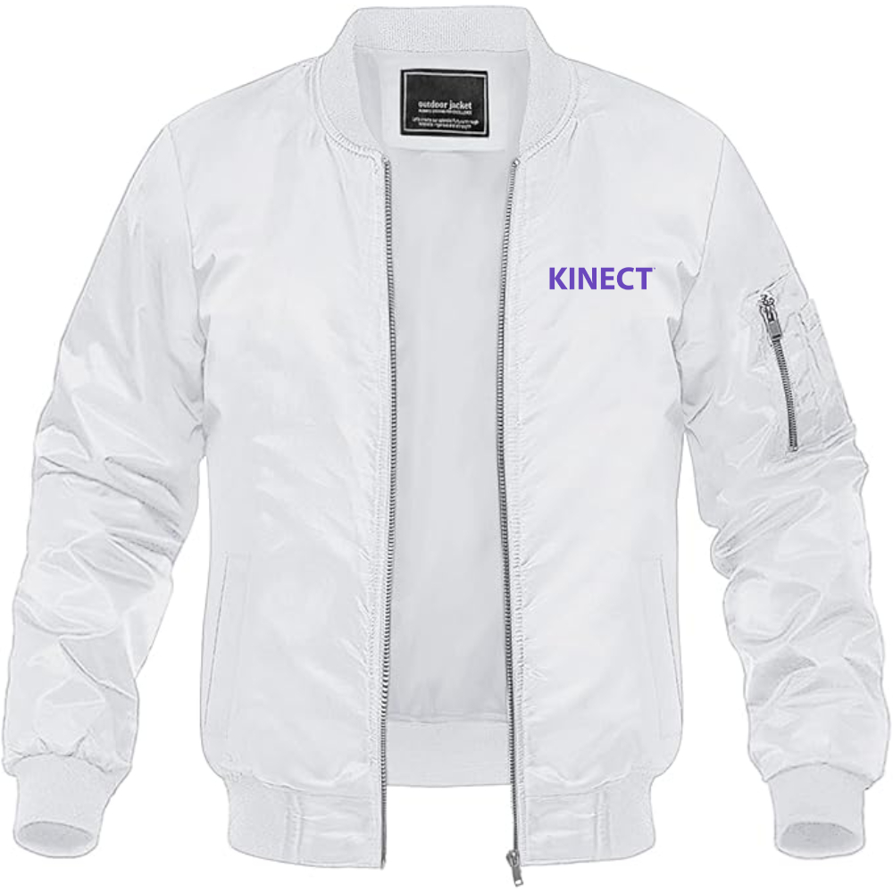 Men's Kinect Logo Lightweight Bomber Jacket Windbreaker Softshell Varsity Jacket Coat