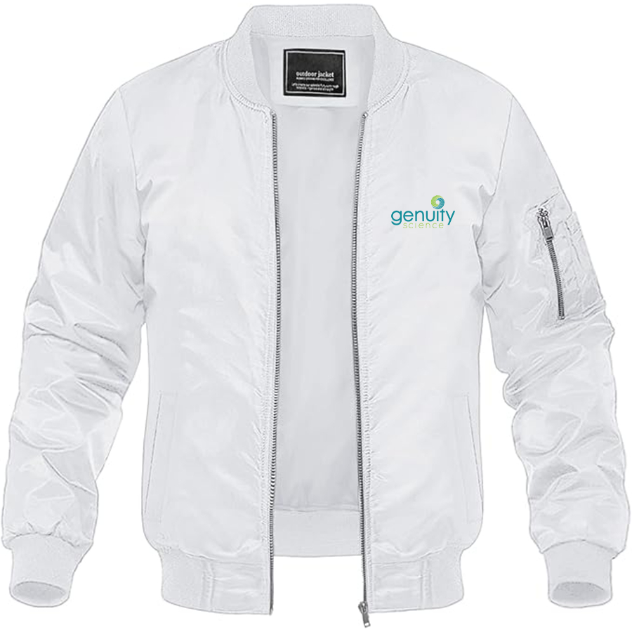 Men's Genuity Science Logo Lightweight Bomber Jacket Windbreaker Softshell Varsity Jacket Coat