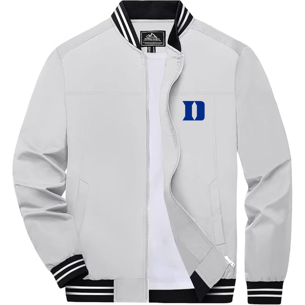 Men's  Duke Blue Devils Lightweight Zip-Up Bomber Jacket with Ribbed Collar and Cuffs Versatile Casual Outerwear