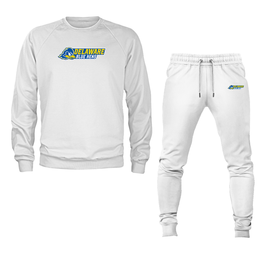 Men's  Delaware Blue Hens Crewneck Sweatshirt Joggers Suit