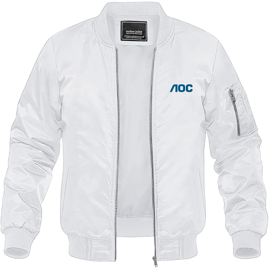 Men's AOC Logo Lightweight Bomber Jacket Windbreaker Softshell Varsity Jacket Coat