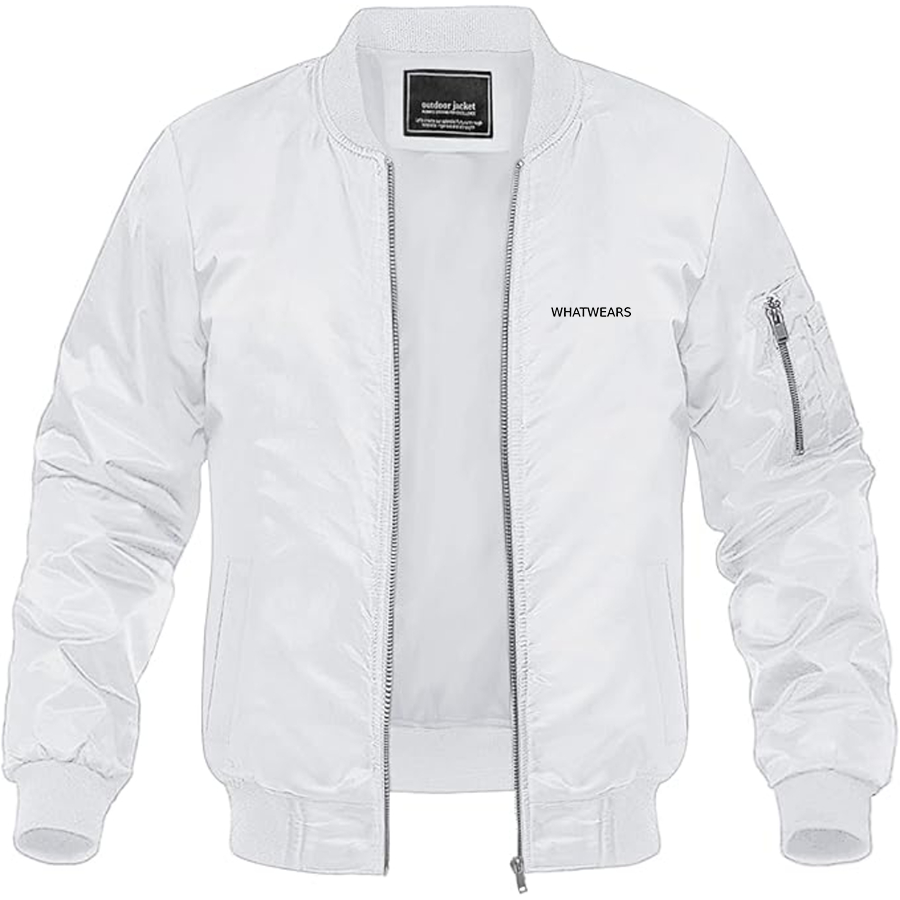 Men's WhatWears Logo Lightweight Bomber Jacket Windbreaker Softshell Varsity Jacket Coat