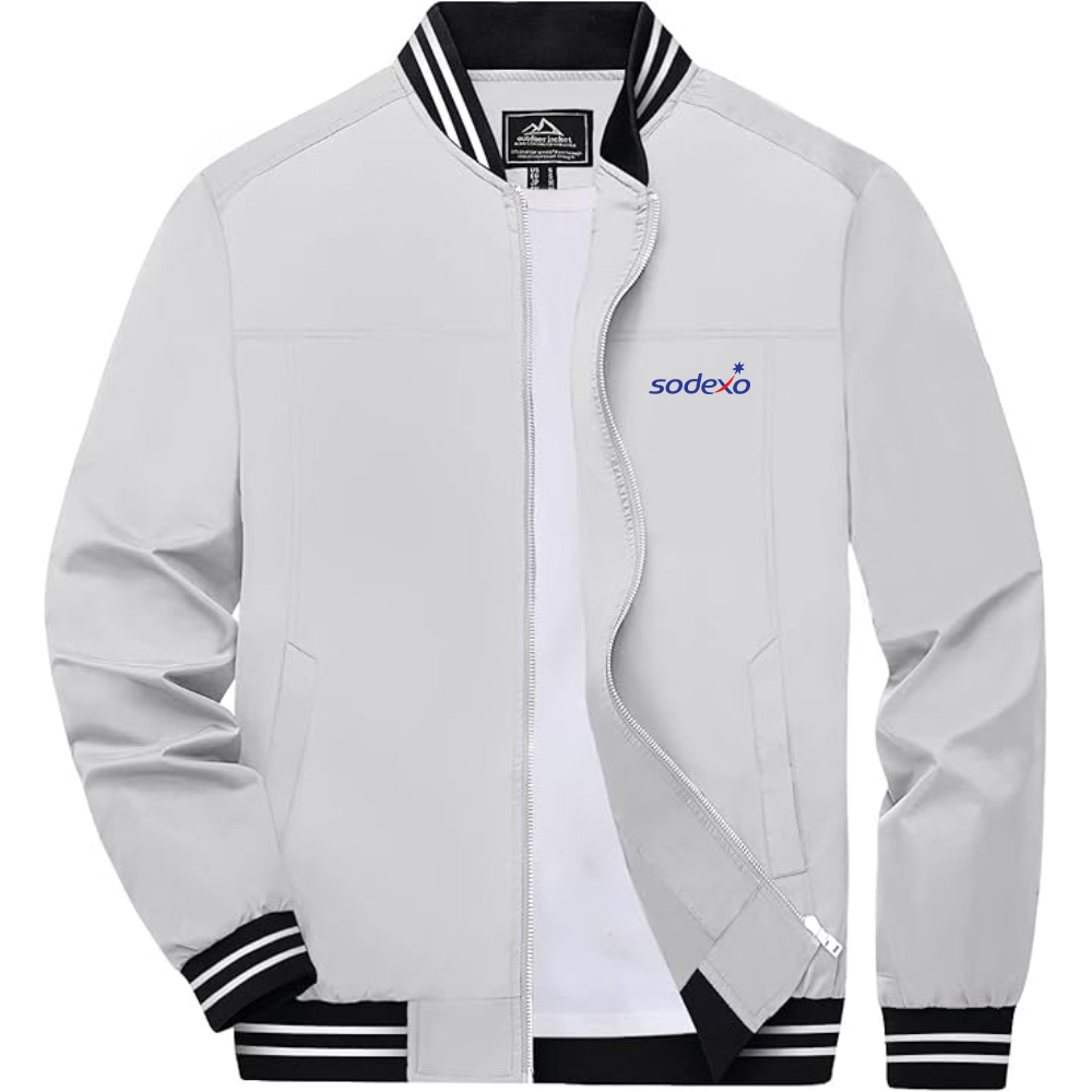 Men's Sodexo Lightweight Zip-Up Bomber Jacket with Ribbed Collar and Cuffs Versatile Casual Outerwear