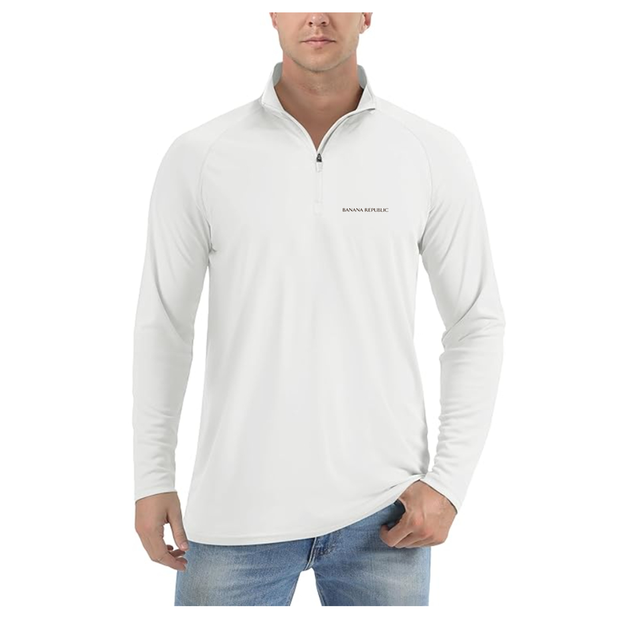 Men's Banana Republic Lightweight Quarter-Zip Athletic Shirt Long Sleeve Performance Wear