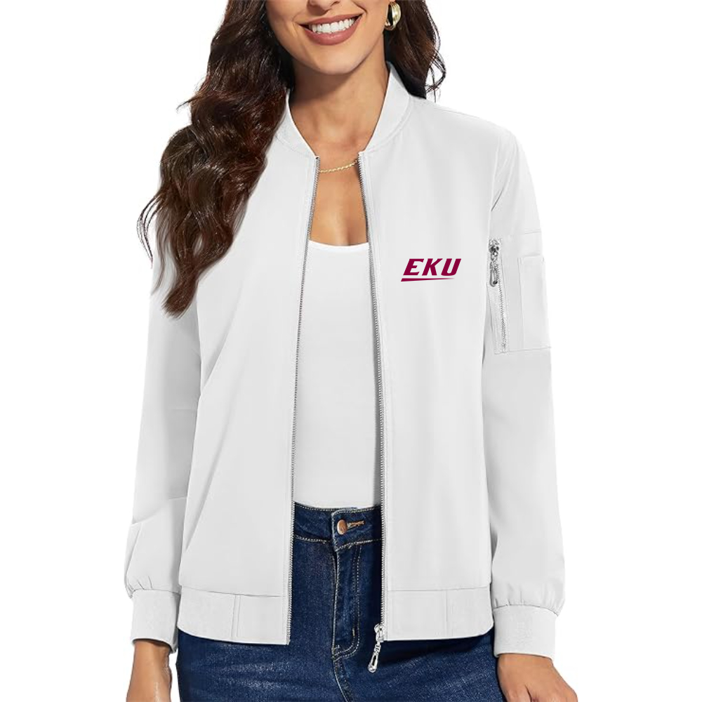 Women's Eastern Kentucky Colonels Premium Bomber Jacket with Polished Detailing and Functional Sleeve Pocket Modern Luxury Outerwear