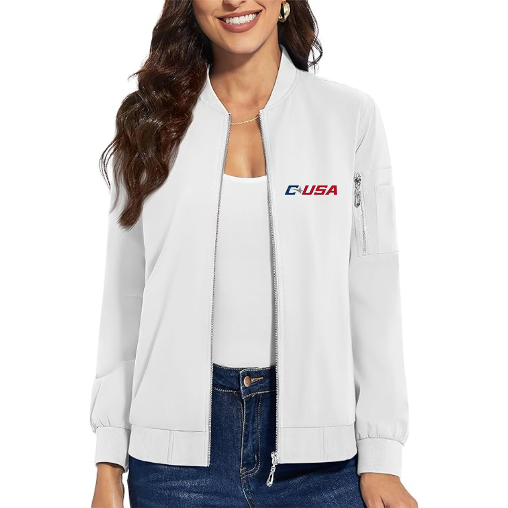 Women's  Conference USAl  Premium Bomber Jacket with Polished Detailing and Functional Sleeve Pocket Modern Luxury Outerwear