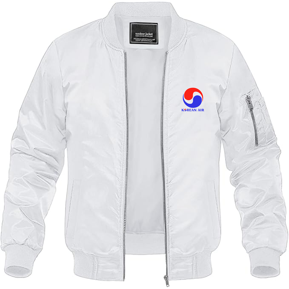 Men's  Korean Air Logo Lightweight Bomber Jacket Windbreaker Softshell Varsity Jacket Coat