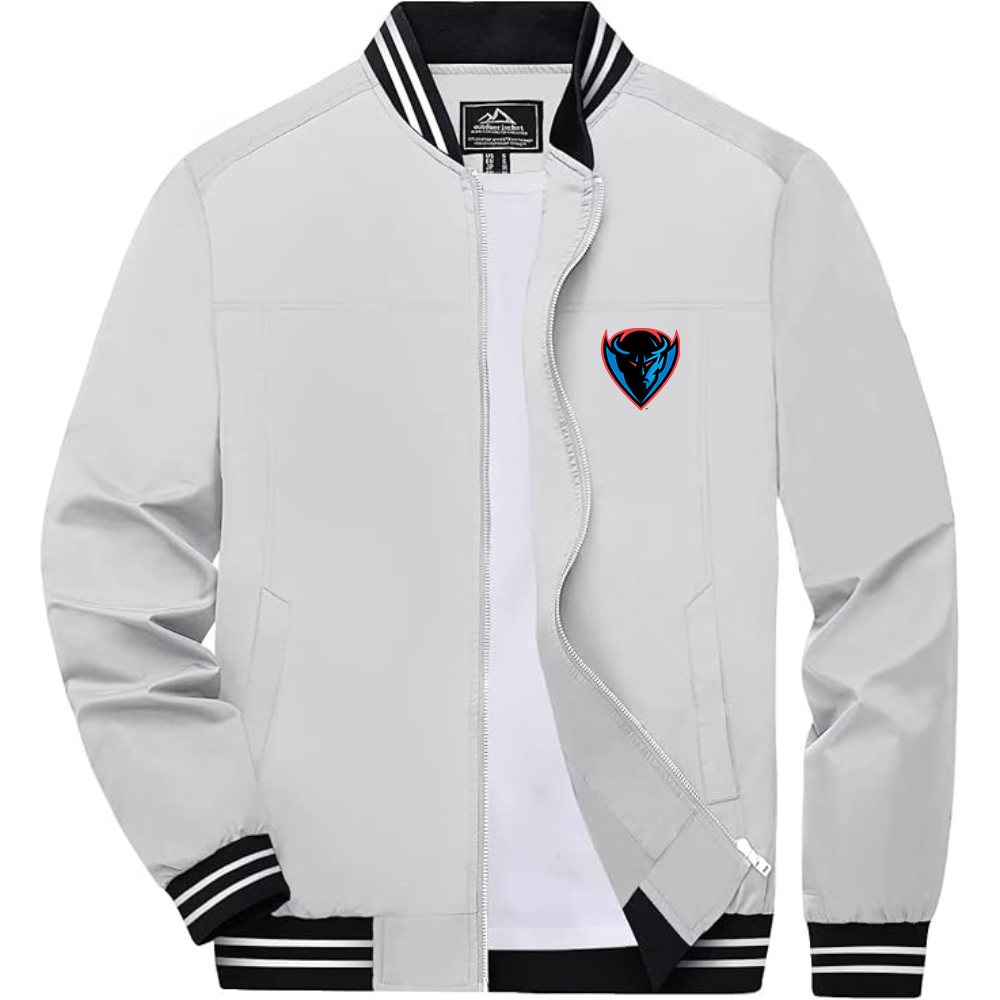 Men's DePaul Blue Demons Lightweight Zip-Up Bomber Jacket with Ribbed Collar and Cuffs Versatile Casual Outerwear