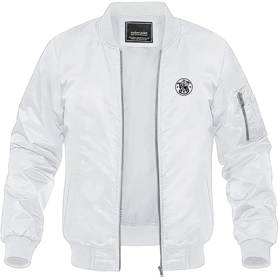 Men's Smith and Wesson Symbol Logo Lightweight Bomber Jacket Windbreaker Softshell Varsity Jacket Coat