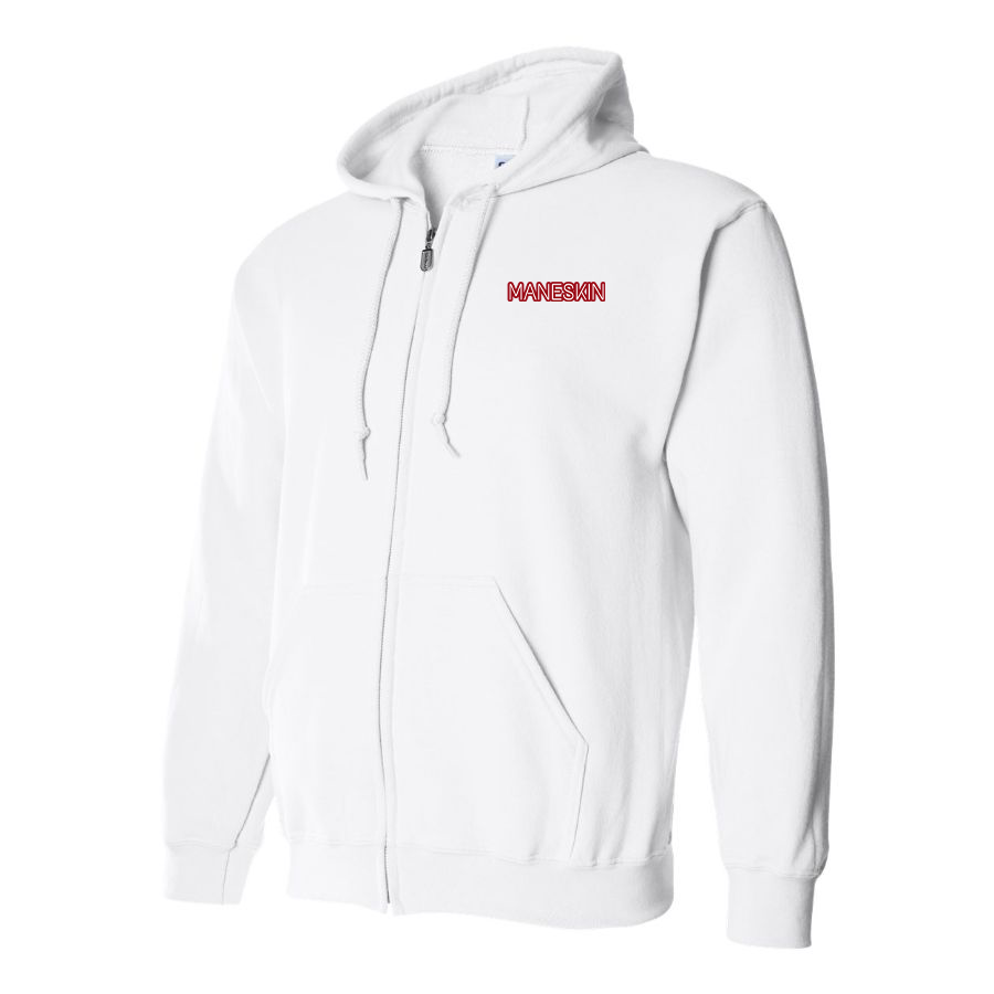 Men's Maneskin Red Neon Letter Logo Zipper Hoodie