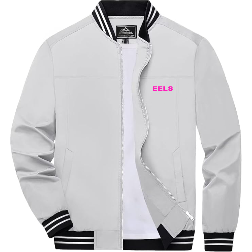 Men's Eels Lightweight Zip-Up Bomber Jacket with Ribbed Collar and Cuffs Versatile Casual Outerwear