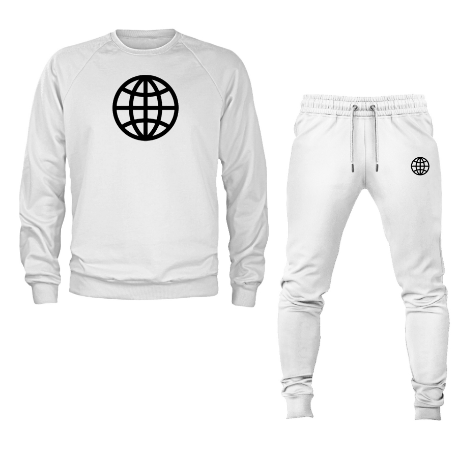 Men's Internet Globe Crewneck Sweatshirt Joggers Suit