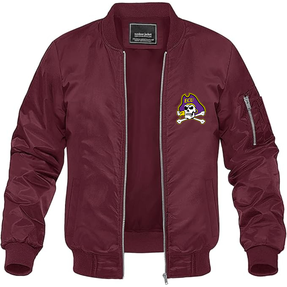 Men's  East Carolina Pirates Lightweight Bomber Jacket Windbreaker Softshell Varsity Jacket Coat