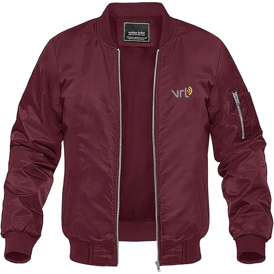 Men's VRT Logo Lightweight Bomber Jacket Windbreaker Softshell Varsity Jacket Coat