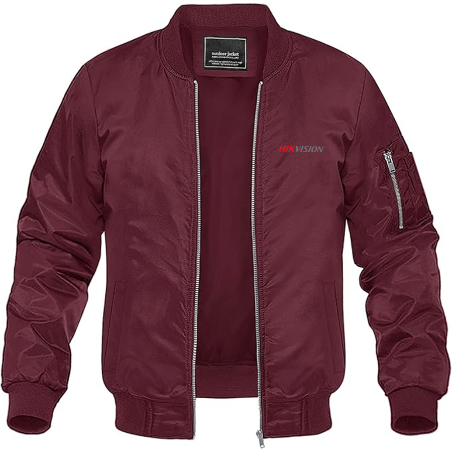Men's Hikvision Logo Lightweight Bomber Jacket Windbreaker Softshell Varsity Jacket Coat