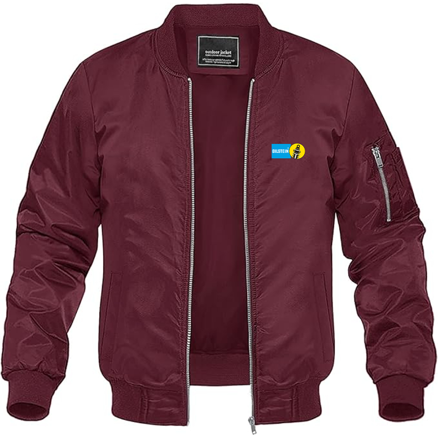 Men's Bilstein Logo Lightweight Bomber Jacket Windbreaker Softshell Varsity Jacket Coat