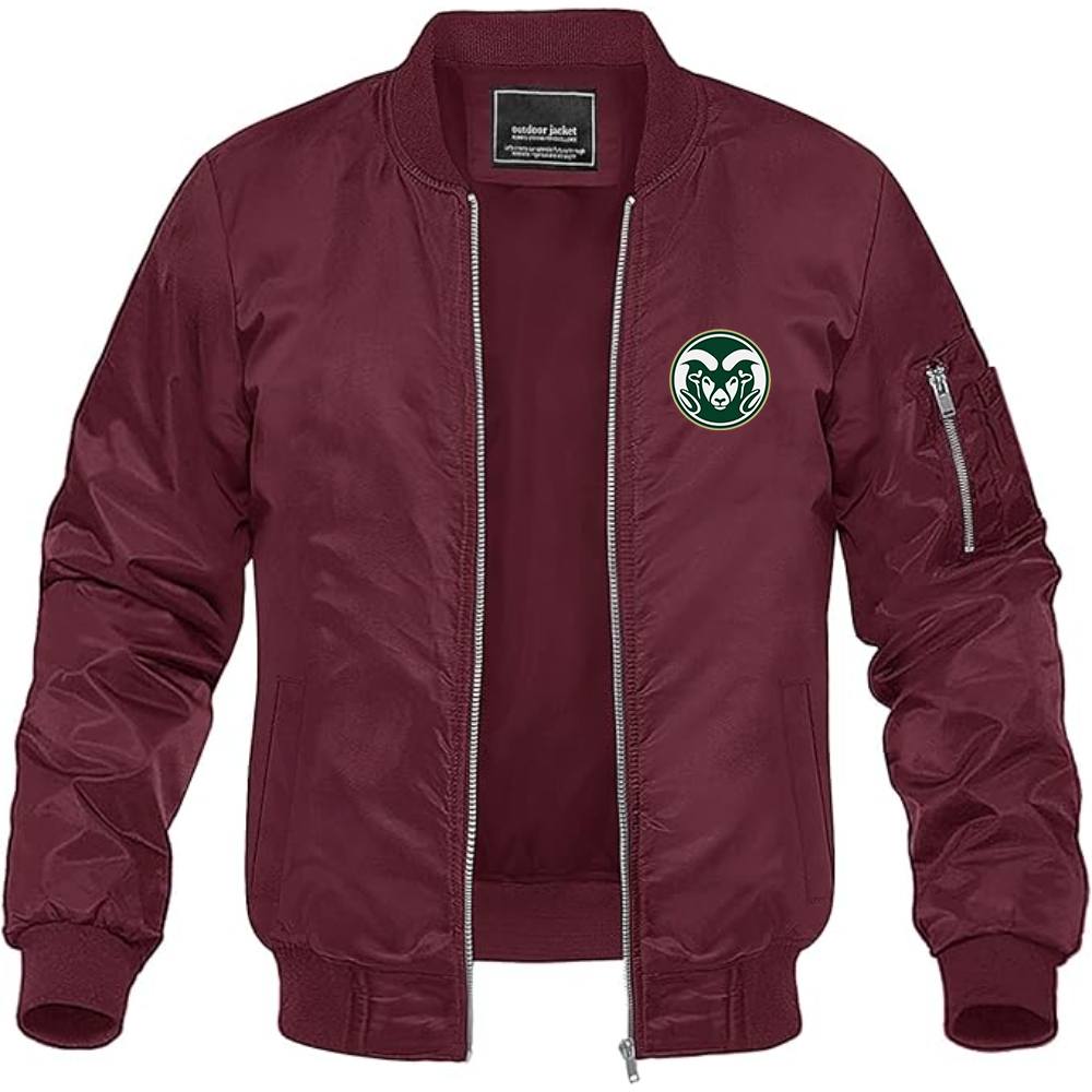 Men's Colorado State Rams Lightweight Bomber Jacket Windbreaker Softshell Varsity Jacket Coat