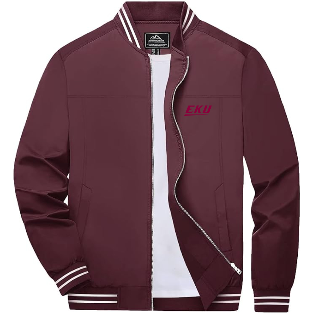 Men's Eastern Kentucky Colonels  Lightweight Zip-Up Bomber Jacket with Ribbed Collar and Cuffs Versatile Casual Outerwear