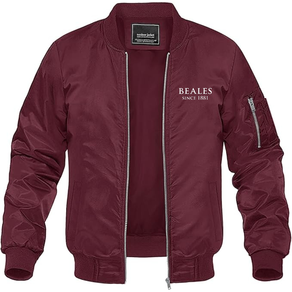 Men's Beales Logo  Lightweight Bomber Jacket Windbreaker Softshell Varsity Jacket Coat