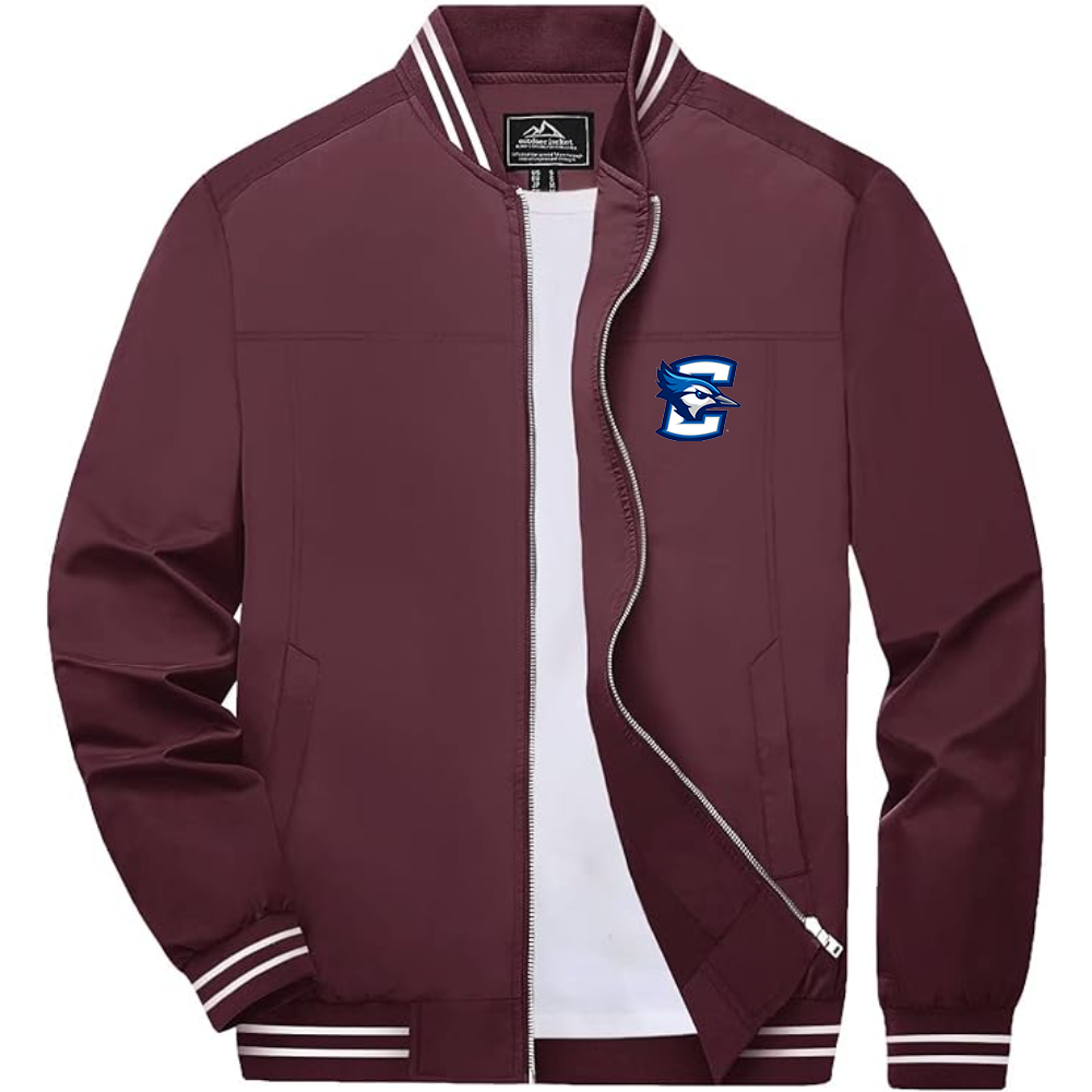 Men's  Creighton Bluejays Lightweight Zip-Up Bomber Jacket with Ribbed Collar and Cuffs Versatile Casual Outerwear