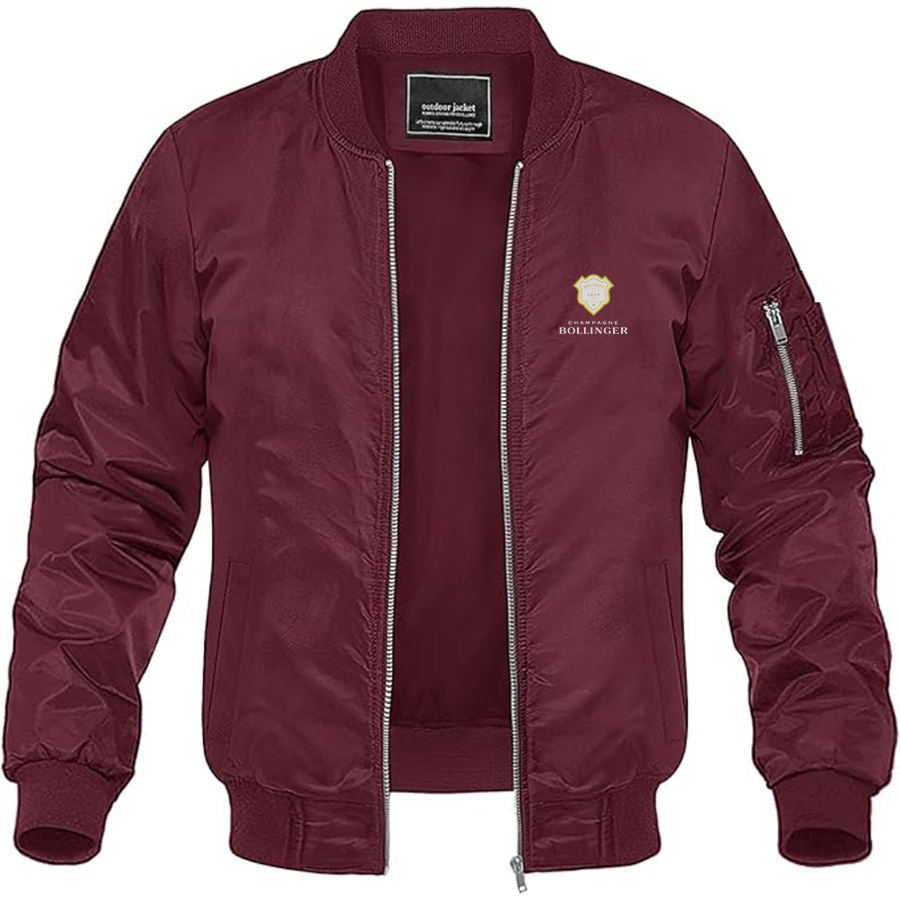 Men's Bollinger Logo Lightweight Bomber Jacket Windbreaker Softshell Varsity Jacket Coat