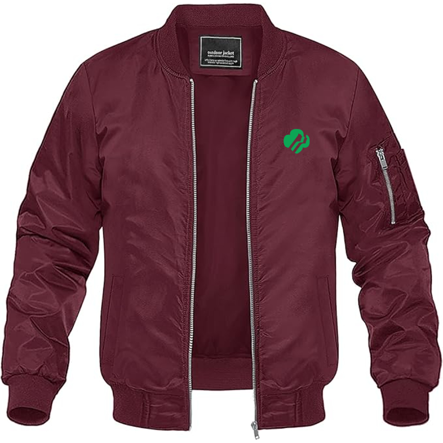 Men's Girl Scouts Logo Lightweight Bomber Jacket Windbreaker Softshell Varsity Jacket Coat