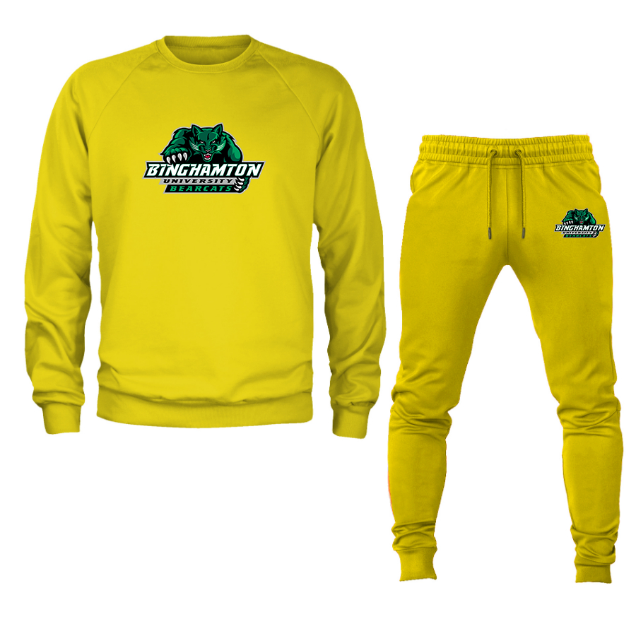 Men's Binghamton Bearcats Crewneck Sweatshirt Joggers Suit