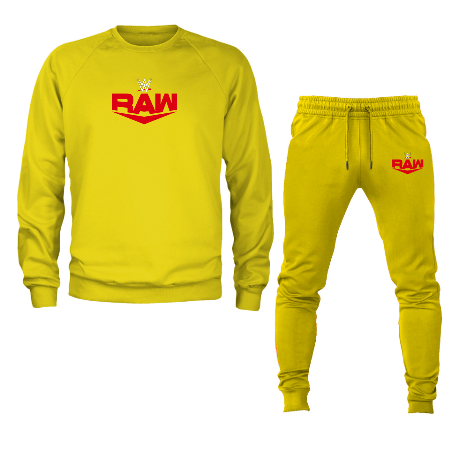 Men's  WWE Raw  Crewneck Sweatshirt Joggers Suit