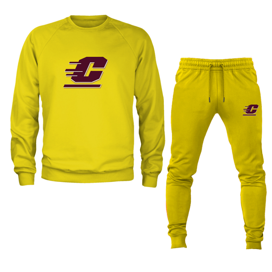 Men's Central Michigan Chippewas Crewneck Sweatshirt Joggers Suit